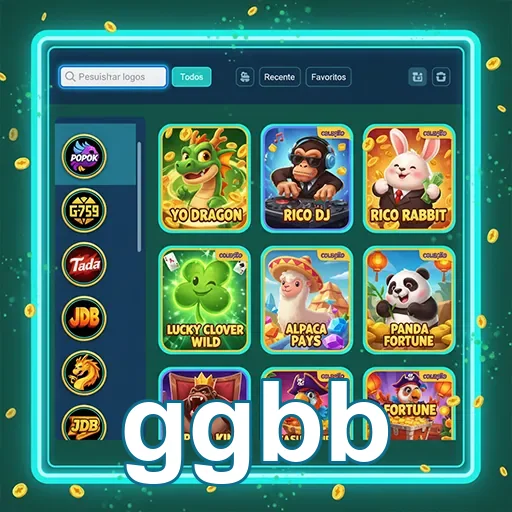 Tela de jogos no ggbb com diversas slots temáticas.