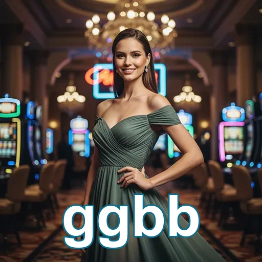 Mulher em vestido elegante em cassino com ggbb ao fundo.
