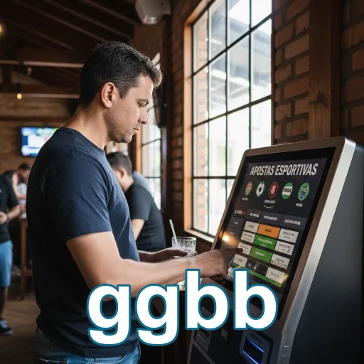 Jogador utilizando terminal da ggbb para apostas esportivas.