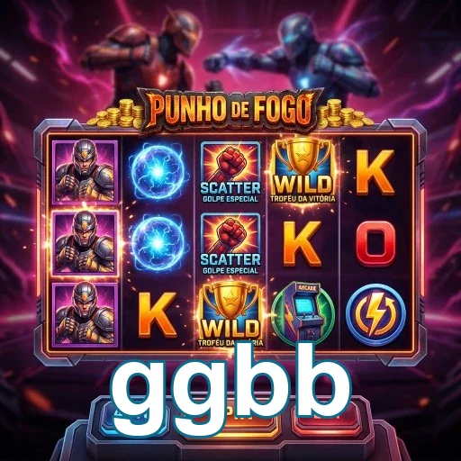 Imagem de slot game 'Punho de Fogo' da ggbb em celular.